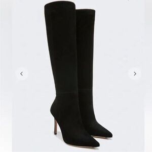VERONICA BEARD Lisa Tall Black Pointed Toe Leather Boots Knee High New 7.5